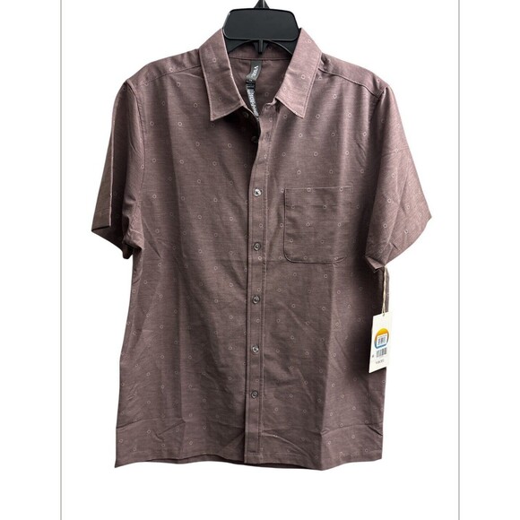 Vuori Mens Bridge Athletic Fit Short Sleeve Performance Button-Up shirt Small